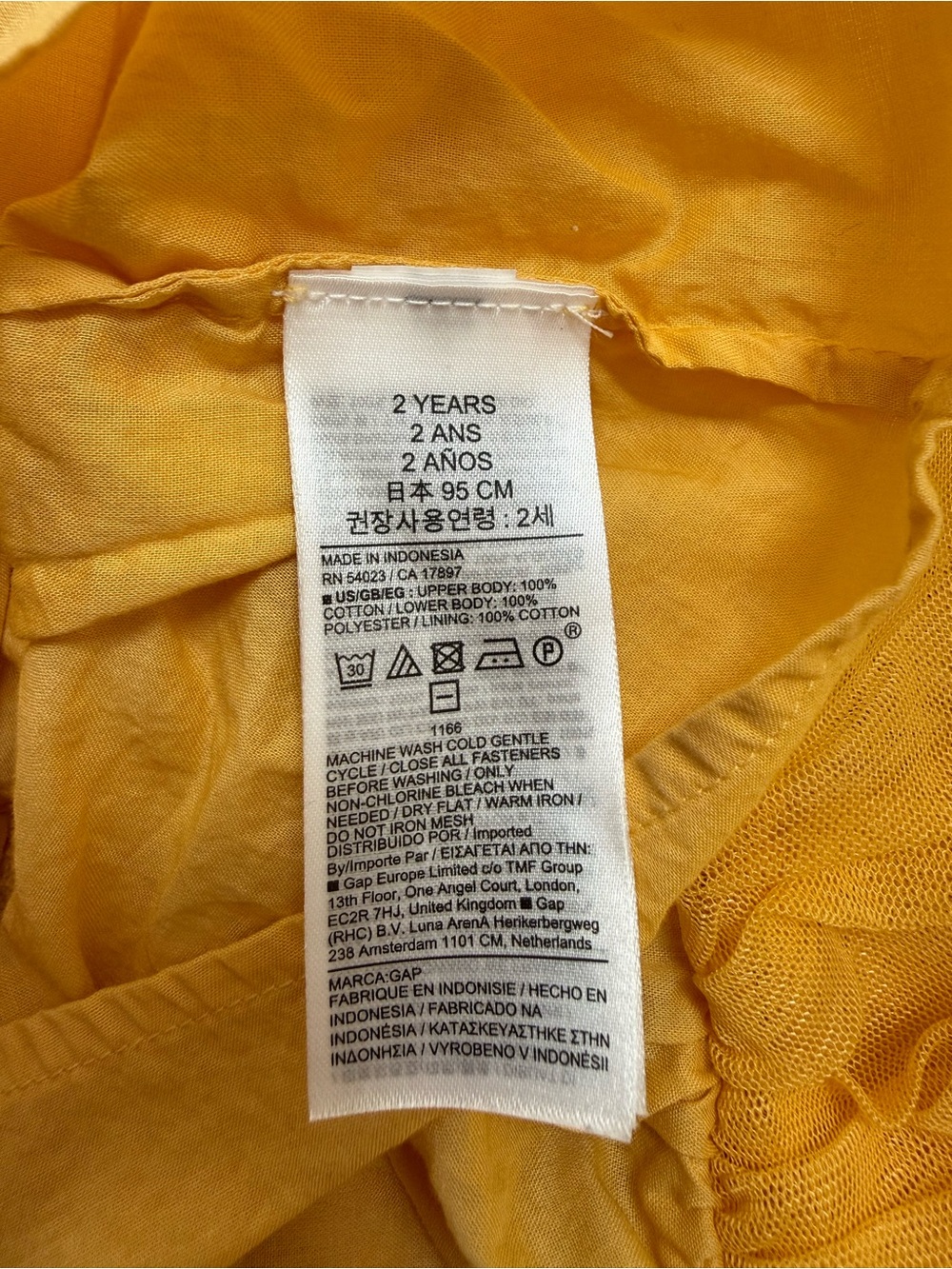GAP Yellow and Cream Girls' Casual Tulle Dress - Picture 3 of 3
